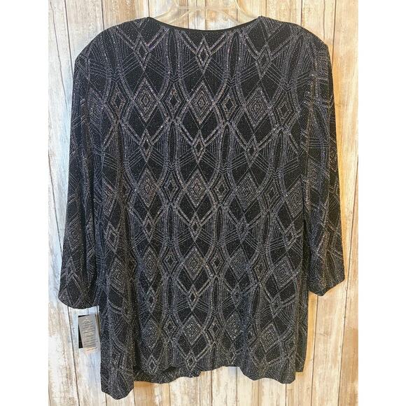 Alex Evenings Black Silver 3/4 Sleeve Sparkly Cocktail Twin Set Plus Size 2X NWT - Picture 9 of 10